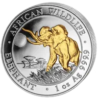 1 Unze Silbermünze Somalia Elefant 2016 teilvergoldet