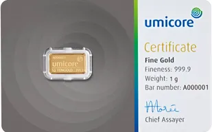 1 Gramm Goldbarren Umicore