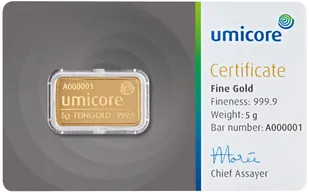 5 Gramm Goldbarren Umicore