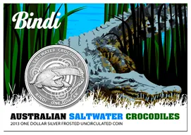 1 Unze Silbermünze Australien Salzwasser Krokodil Bindi 2013 in Blister