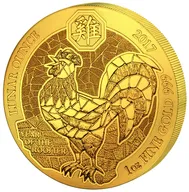 1 Unze Goldmünze Ruanda Lunar Hahn 2017