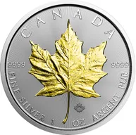 1 Unze Silbermünze Maple Leaf 2019 teilvergoldet