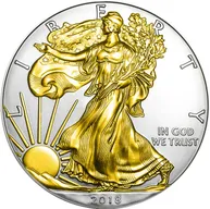 1 Unze Silbermünze American Eagle 2018 teilvergoldet