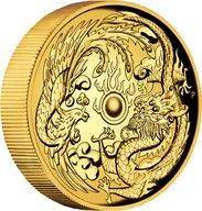 2 Unzen Goldmünze Australien Drache & Phönix 2017 - High Relief - polierte Platte