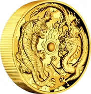 2 Unzen Goldmünze Australien Drache & Tiger 2018 - High Relief - polierte Platte