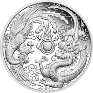 1 Unze Silbermünze Australien Drache & Phönix 2018 - polierte Platte