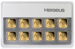 10 Gramm Goldbarren Heraeus Multicard