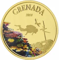 1 Unze Goldmünze EC8 Grenada - Diving Paradise 2018 - coloriert