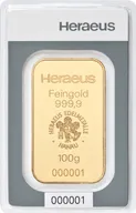 100 Gramm Goldbarren Heraeus