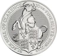 10 Unzen Silbermünze Queens Beasts Black Bull 2019