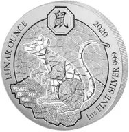 1 Unze Silbermünze Ruanda Lunar Ratte 2020