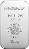 100 Gramm Silberbarren Heraeus
