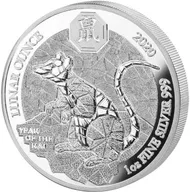 1 Unze Silbermünze Ruanda Lunar Ratte 2020 - polierte Platte