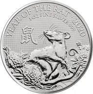 1 Unze Silbermünze Lunar Serie UK Ratte 2020