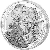 1 Unze Silbermünze Ruanda Bushbaby 2020 - polierte Platte