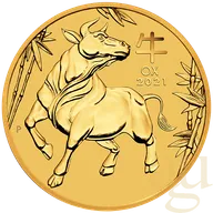 1/10 Unze Goldmünze Australien Lunar III Ochse 2021