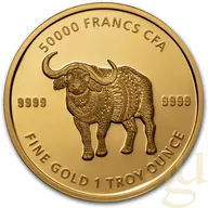 1 Unze Goldmünze Republic of Tschad Mandala Buffalo 2020