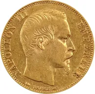 20 Francs Goldmünze Napoleon III ohne Kranz