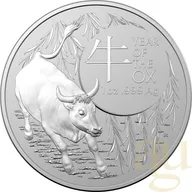 1 Unze Silbermünze Australien RAM Lunar Ochse 2021