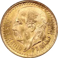 2,5 Dos Y Medio Pesos Goldmünze Mexiko Hidalgo