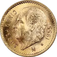 5 Cinco Pesos Goldmünze Mexiko Hidalgo