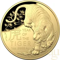 1 Unze Goldmünze Australien RAM Lunar Tiger 2022 - polierte Platte