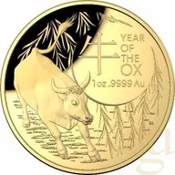 1 Unze Goldmünze Australien RAM Lunar Ochse 2021 - polierte Platte