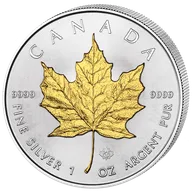 1 Unze Silbermünze Maple Leaf 2017 teilvergoldet