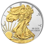 1 Unze Silbermünze American Eagle 2017 teilvergoldet