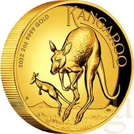 2 Unzen Goldmünze Australien Känguru 2022 - High Relief - polierte Platte