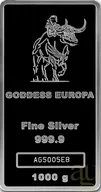 1 Kilogramm Silber Tokelau Goddess Europa Münzbarren geprägt