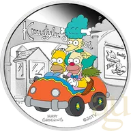 1 Unze Silbermünze Tuvalu The Simpsons - Krustylu Studios 2022 polierte Platte - coloriert
