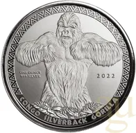 1 Unze Silbermünze Afrika Kongo Silberrücken Gorilla 2022