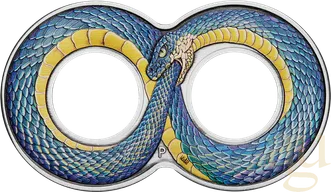2 Unzen Silbermünze Australien Ouroboros 2022 - Antik Finish - coloriert