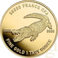 1 Unze Goldmünze Republic of Tschad Mandala Krokodil 2022