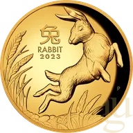 1 Unze Goldmünze Australien Lunar III Hase 2023 - polierte Platte - High Relief