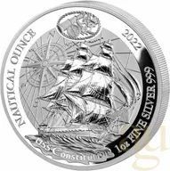 1 Unze Silbermünze Ruanda Nautical Serie - USS Constitution 2022 - polierte Platte