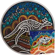 2 Unzen Silbermünze Australien Känguru Yongka 2023 Antik Finish - coloriert