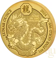 1 Unze Goldmünze Ruanda Lunar Drache 2024
