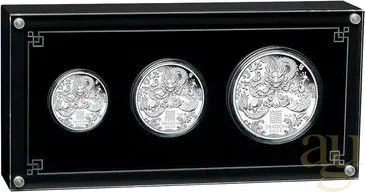 Silbermünze Australien Lunar III Drache 2024 - polierte Platte - Three Coin Set