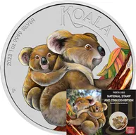 1 Unze Silbermünze Australien Koala 2023 coloriert - Coincard