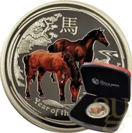1/2 Unze Silbermünze Australien Lunar II Pferd 2014 proof - coloriert