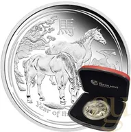 1 Unze Silbermünze Australien Lunar II Pferd 2014 polierte Platte