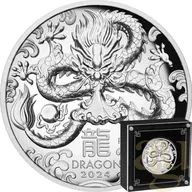 5 Unzen Silbermünze Australien Lunar III Drache 2024 polierte Platte - High Relief
