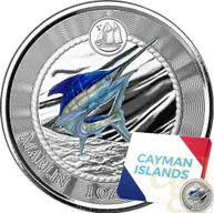 1 Unze Silbermünze Cayman Islands Marlin Speerfisch 2023 - Coloriert