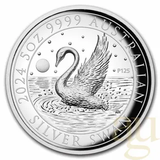 5 Unzen Silbermünze Australien Schwan 2024 - High Relief - polierte Platte
