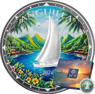 1 Unze Silbermünze EC8 Anguilla - Regatta 2024 - coloriert