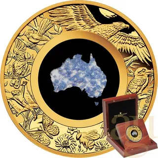 2 Unzen Goldmünze Australien Great Southern Land Blue Lepidolite 2025 - polierte Platte