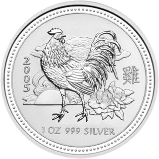 5 Unzen Silbermünze Australien Lunar I Hahn 2005
