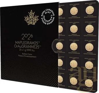 25x 1g Goldmünze Maple Leaf - Maplegram 2026
